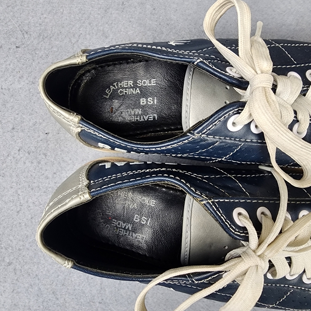 BSI Women’s Size 7.5 Leather Bowling Shoes Navy White Lace Up Rental Style - Picture 6 of 9